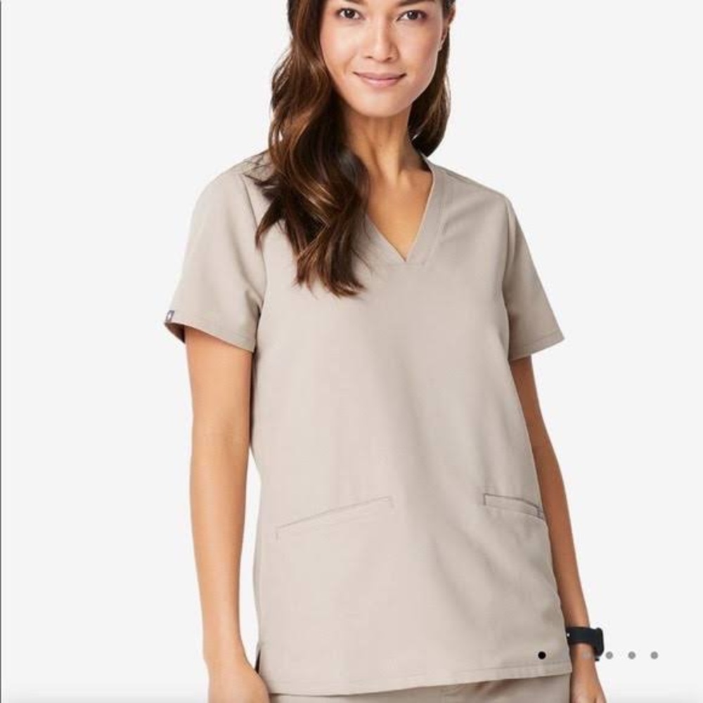 Fig Boulder Tan Beige Scrub Top
